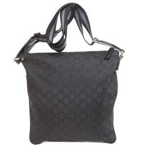 Gucci leather messenger monogram GG bag black